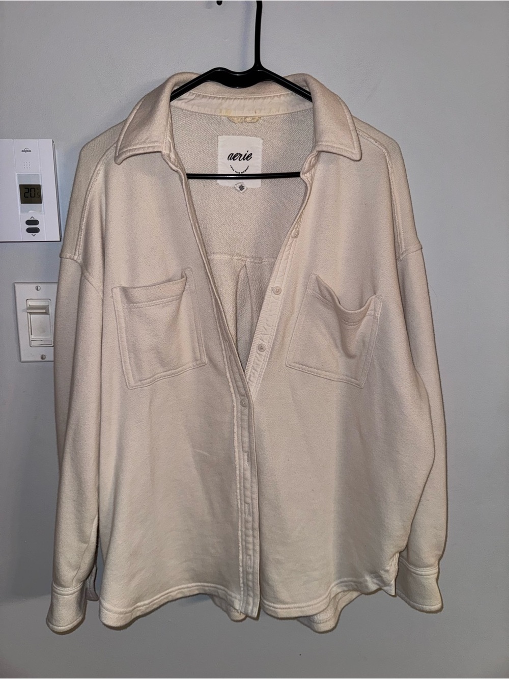 Aerie Cream Oversized Button-Up Sweater